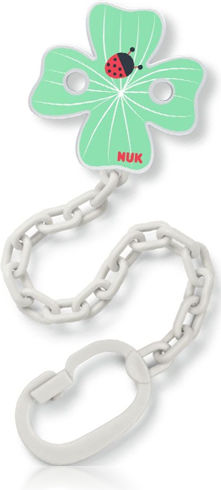Nuk Pacifier Chain Plastic Clover White-Green Green