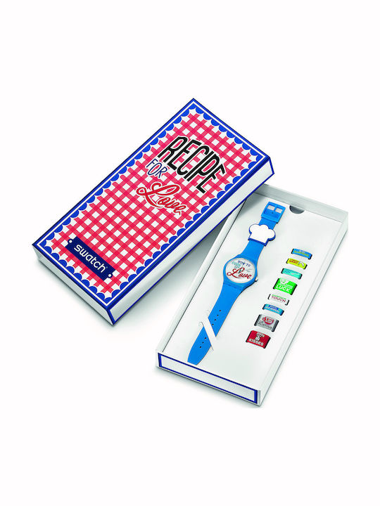 Swatch Recipe Love Ανδρικό Ρολόι 41mm Μπαταρίας με Μπλε Καουτσούκ Λουράκι