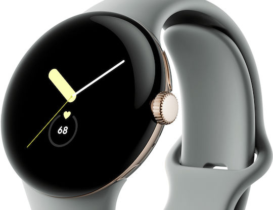 Google Pixel Watch Stainless Steel 41mm with Heart Rate Monitor (Champagne Gold case / Hazel Active band)