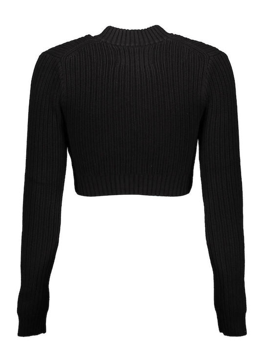 Calvin Klein Κοντή Γυναικεία Πλεκτή Ζακέτα σε Μαύρο Χρώμα