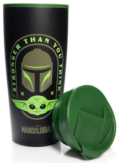Pyramid International Star Wars: The Mandalorian (Stronger Than You Think) Glas Thermosflasche Rostfreier Stahl 450ml Schwarz