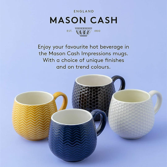 Mason Cash Embossed Chevron Becher Keramik Gelb 350ml