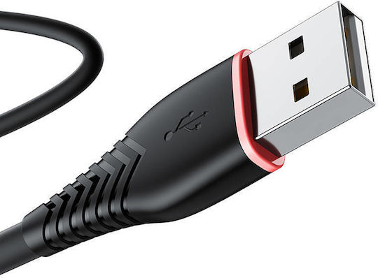 Vipfan Vipfan Anti Break X01 USB 2.0 Cable USB-C male - USB-A Μαύρο 1m