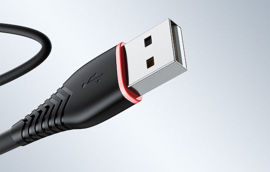 Vipfan Vipfan Anti Break X01 USB 2.0 Cable USB-C male - USB-A Μαύρο 1m