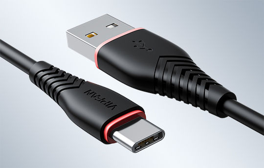 Vipfan Vipfan Anti Break X01 USB 2.0 Cable USB-C male - USB-A Μαύρο 1m