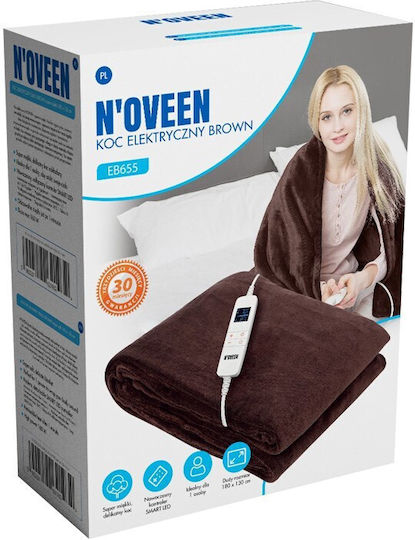 N'Oveen NOVEEN Ημίδιπλη Ηλεκτρική Κουβέρτα Καφέ 160W 130x180εκ.