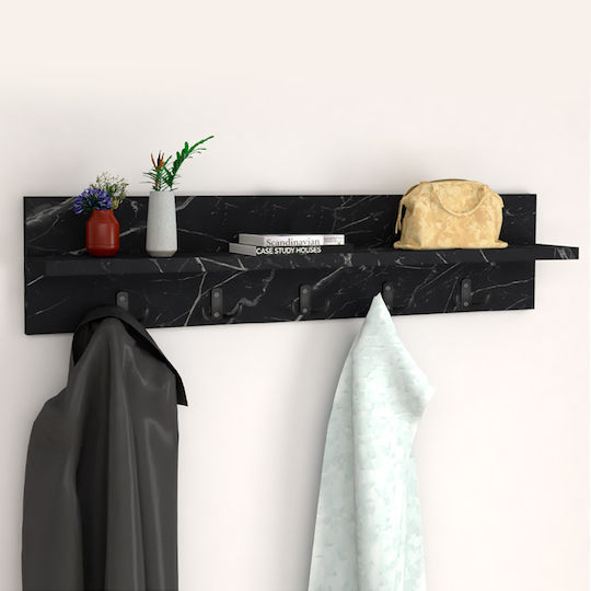 Megapap Wall Hanger Kery Wooden 10 Hooks Black 80x18x11cm