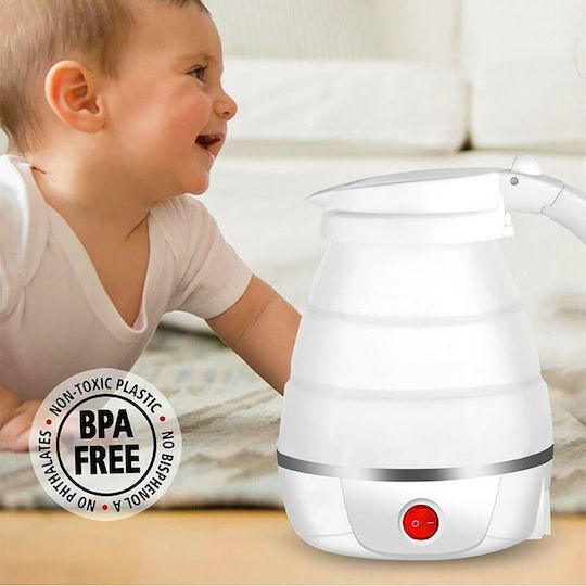 Travel Folding Electric Kettle Kettle Travel Size 600ml 750W White