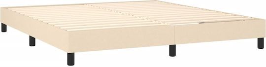 Doppelbett Bezogen Mit Stoff Ecru Mit Lattenrost & Matratze 160x200cm