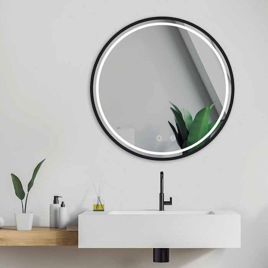 Imex Alemania Oglindă de Baie Rotundă Lumini LED Atingere 60x60cm Negru