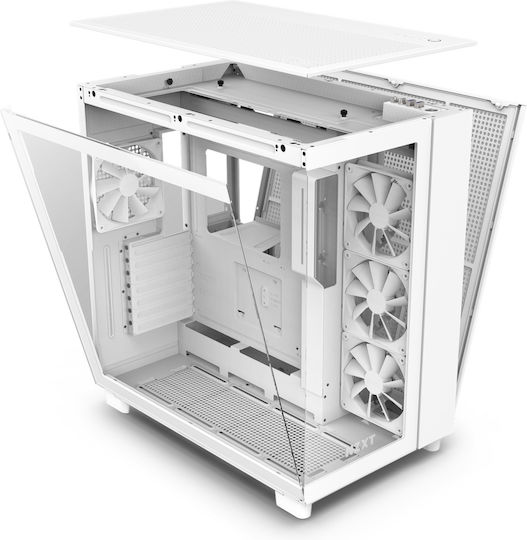 NZXT H9 Flow Gaming Midi Tower Κουτί Υπολογιστή με Πλαϊνό Παράθυρο Λευκό