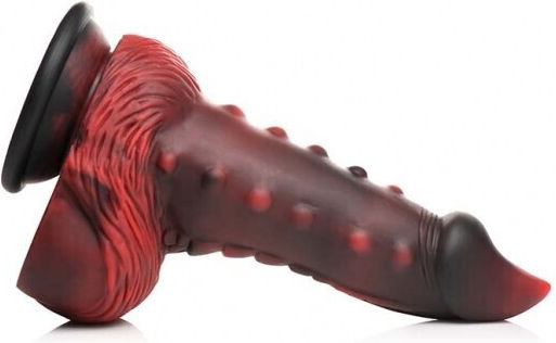 XR Creature Cocks Lava Demon Дилдо с тестиси Червен