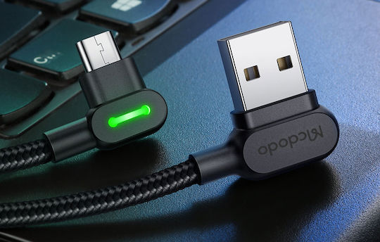 Mcdodo Angle (90°) / Braided USB 2.0 to micro USB Cable Μαύρο 3m (CA-5773)