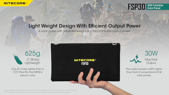NiteCore FSP30 Αναδιπλούμενο Ηλιακό Panel Φορτιστής 30W (Φορητών Συσκευών) (9110101247)