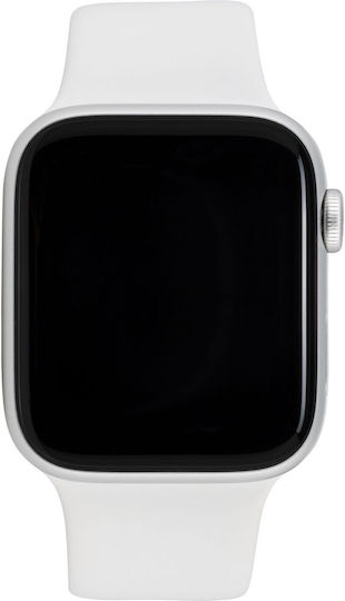Apple Watch SE 2022 Cellular Aluminium 44mm Waterproof with eSIM and Heart Rate Monitor (Silver with White Sport Band)