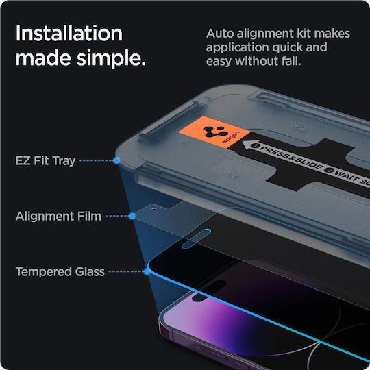 Spigen EZ FIT GLAS.tR Privacy Full Face Tempered Glass 2τμχ (iPhone 14 Pro)