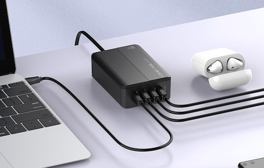 Ldnio Charging Stand with 2 USB-A Ports and 2 USB-C Ports 65W Power Delivery in Black color (A4808Q)
