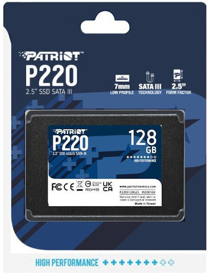Patriot P220 SSD 128GB τύπου 2.5'' με σύνδεση SATA III P220S128G25