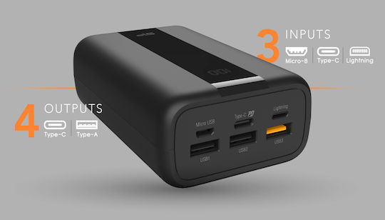 Silicon Power QX55 Външна Батерия 30000mAh 22.5W с 3 USB-A Изходни Порта и USB-C Изходен Порт Power Delivery / Бързо Зареждане Черен