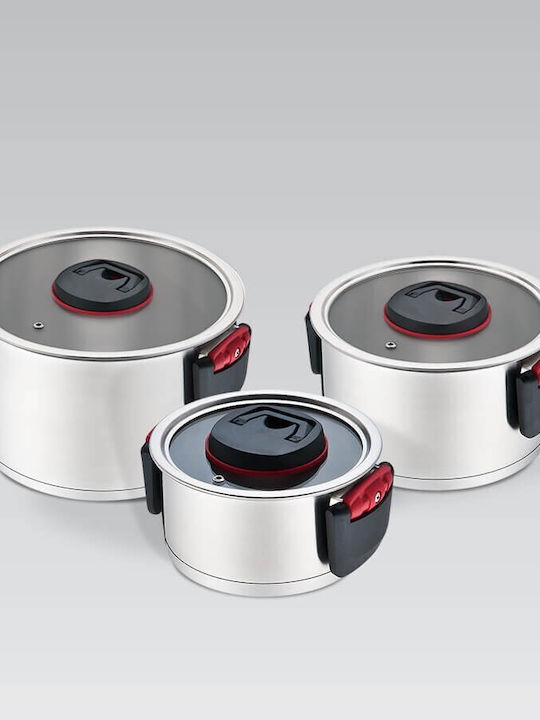 Maestro Pots Set of Stainless Steel with No Coating Silver 6pcs