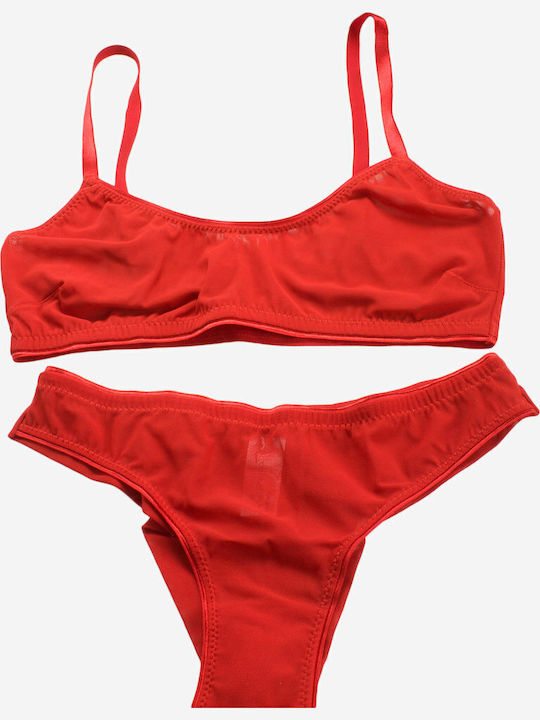 Norddiva Lingerie Unterwäsche-Set für Damen Sport-BH mit Brasilien Rot Tiffani