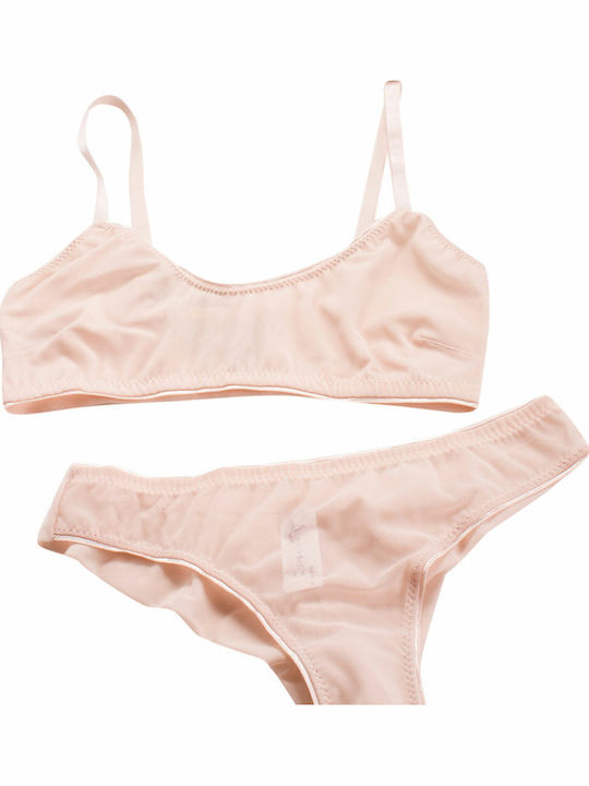 Norddiva Lingerie Unterwäsche-Set für Damen Sport-BH mit Brasilien Nude Tiffani