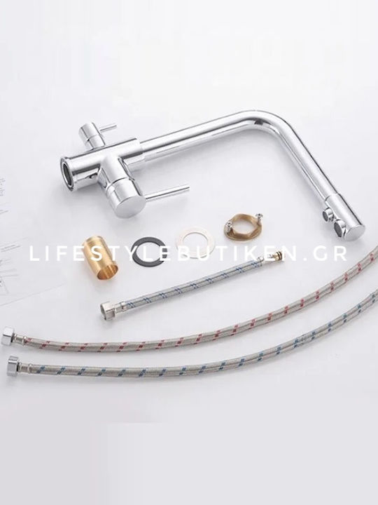 6-GTS Tall Kitchen Faucet Counter Inox Silver