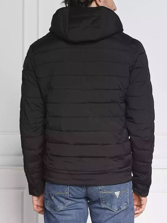 Guess Herren Winter Jacke Puffer Schwarz