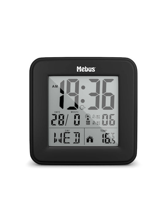 Mebus Настолен Часовник с Аларма Черно 25595