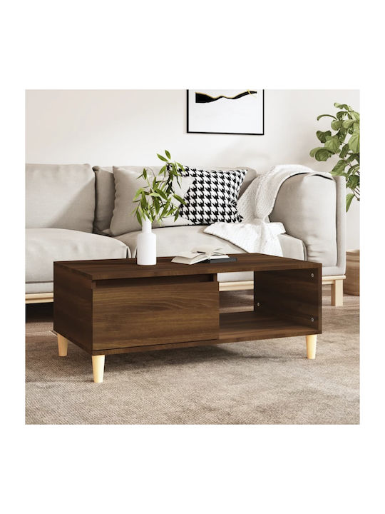 Rectangular Solid Wood Coffee Table Oak L80xW50xH35cm