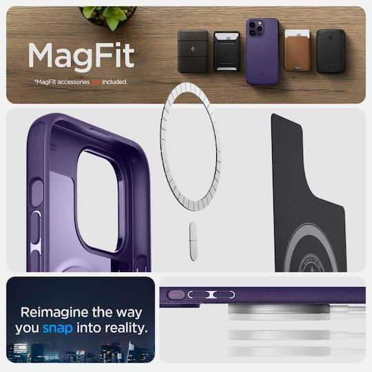 Spigen Mag Armor (MagFit) Umschlag Rückseite Silikon Lila (iPhone 14 Pro Max)
