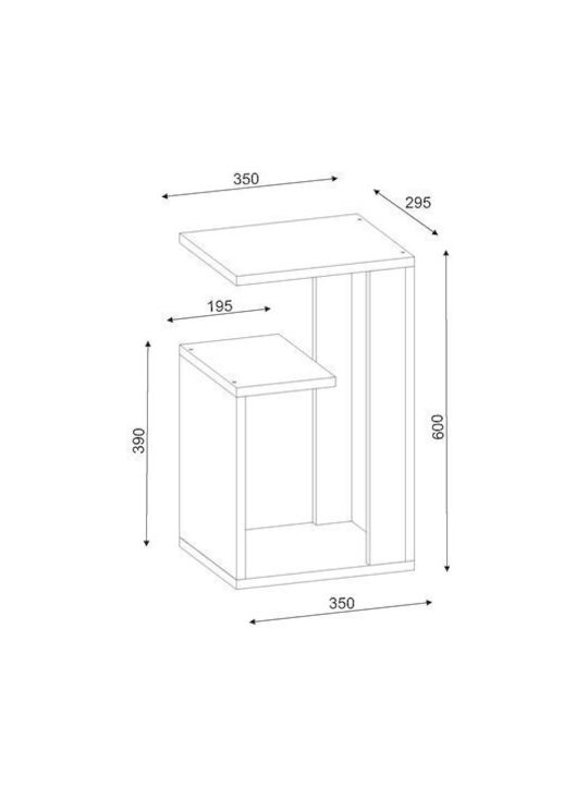 Rectangular Side Table Dawn Wooden White W35xL29.5xH60cm