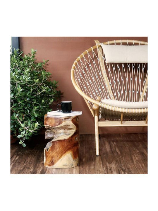 Round Solid Wood Side Table Natural L30xW30xH45cm