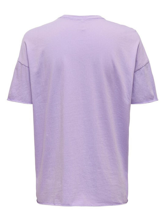 Only Femeie Supradimensionat Tricou Violet