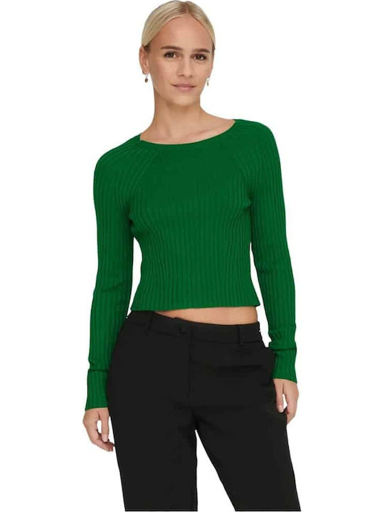 Meddi Women's Long Sleeve Crop Sweater Green