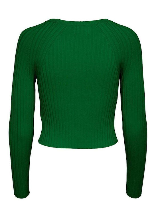 Meddi Women's Long Sleeve Crop Sweater Green