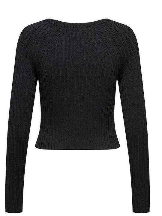 Meddi Women's Crop Top Long Sleeve Black