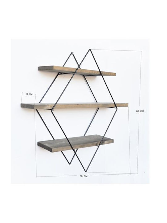 Raft Perete Nuc / Negru 60x14x60cm