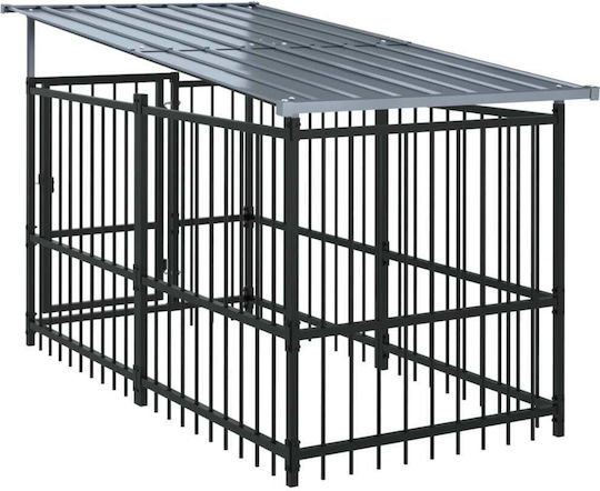 vidaXL Metallisches Hundepark 588x198x128cm Schwarz