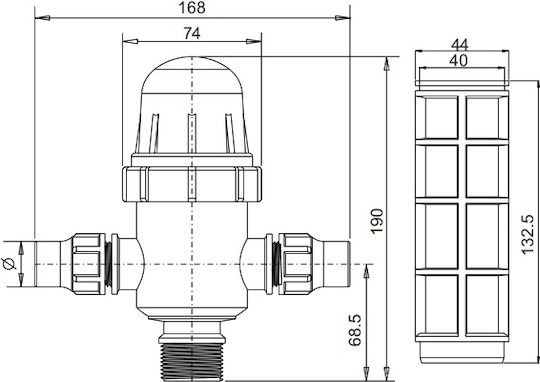 Palaplast 3486/2063 Φίλτρο Γραμμής 20x1"x20 60Mesh
