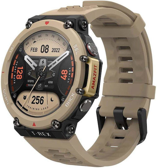 Amazfit T-Rex 2 Aluminium 47mm Waterproof Smartwatch with Heart Rate Monitor (Desert Khaki)