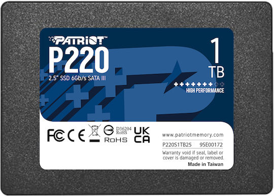 Patriot P220 SSD 1TB Type 2.5'' with SATA III Connection P220S1TB25