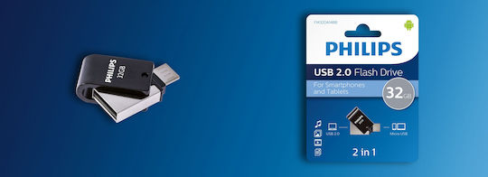 Philips 32GB USB 2.0 Stick with connection micro USB-B Black