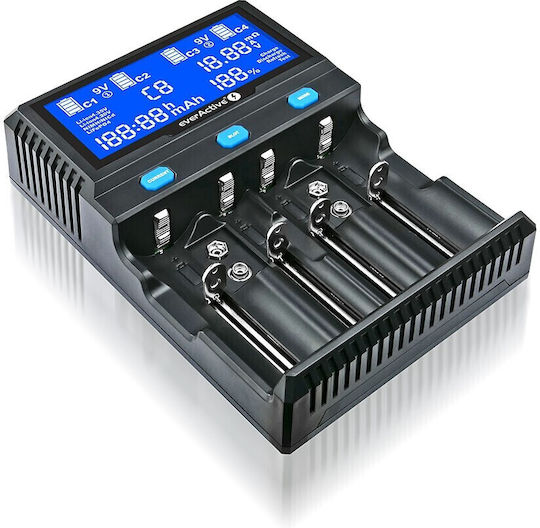 EverActive UC-4200 Ladegerät 4 Batterien Li-Ion/Ni-MH Größe AA/AAA/D/18650/16340/26650/14500