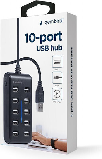 Gembird Hub USB 2.0 Cu 10 Porturi USB-A