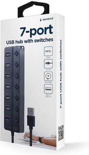 Gembird Hub USB 2.0 cu 7 Porturi și Conectare USB-A