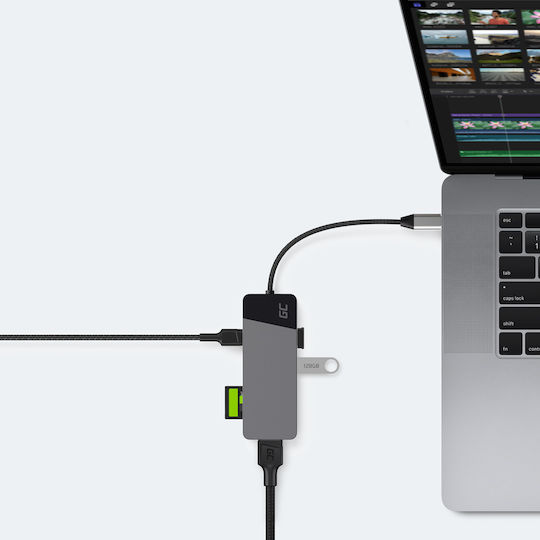 Green Cell HUBGC01 USB-C Докинг станция с HDMI PD Сив