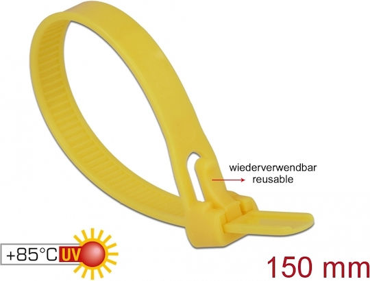 DeLock Δεματικά Καλωδίων Πλαστικά 150mmx7.5mm σε Κίτρινο χρώμα (100τμχ) (18760)