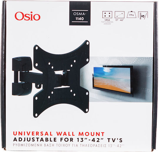 Osio OSMA-1140 Βάση Τηλεόρασης Τοίχου με Βραχίονα έως 42" και 20kg