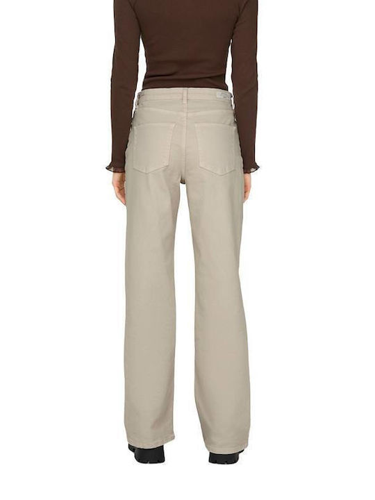 Only Women's Jean Trousers in Wide Line Beige